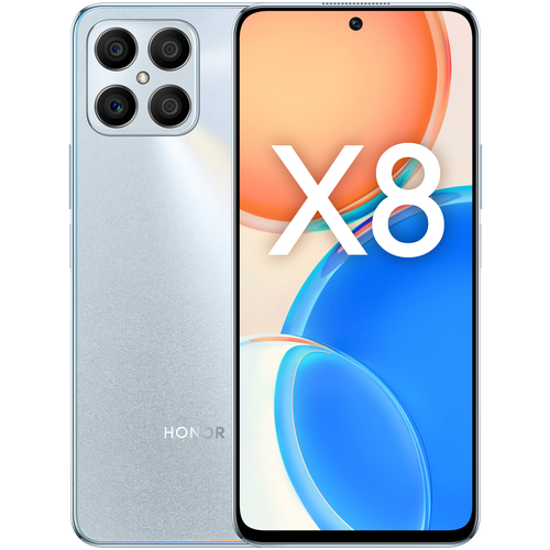 Смартфон HONOR X8 4G 6/128 ГБ RU, Dual nano SIM, титановый серебристый смартфон honor x8 4g 6 128 гб ru dual nano sim титановый серебристый