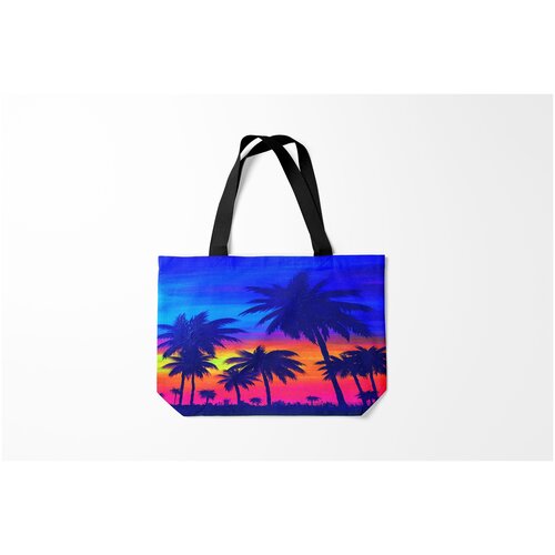 фото Сумка-шоппер / 46х35 см / популярные иллюстрации / текстуры тропики неон burnettie