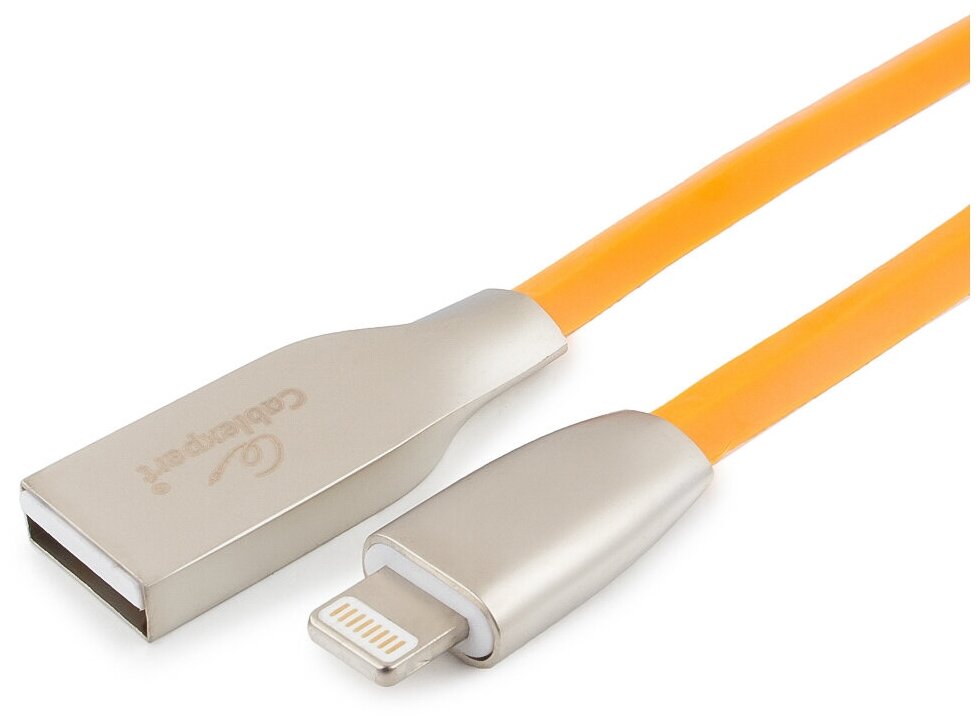 Gembird Cablexpert Кабель для Apple CC-G-APUSB01O-1M, AM Lightning, серия Gold, длина 1м, оранжевый, блистер - фото №1