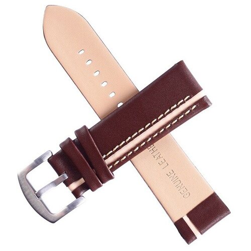 фото Ремешок для часов "bugert" 24 мм, натуральная кожа, l=20 см, коричневый с белой полосой нет бренда