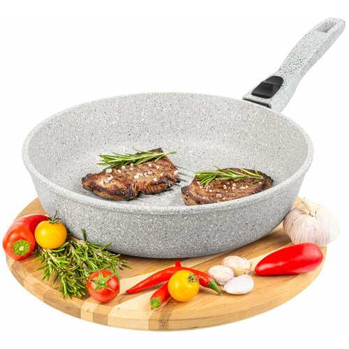 фото Сковорода - гриль круглая гармония вкуса "серый агат", 26 см elan gallery