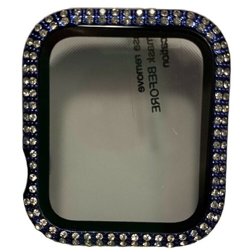 Защитное стекло на Apple Watch, 40mm, со стразами, синий