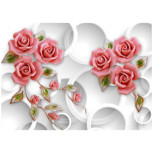 Маленькие розы - Виниловые фотообои, (211х150 см) дикие розы на узорчатом фоне виниловые фотообои 211х150 см