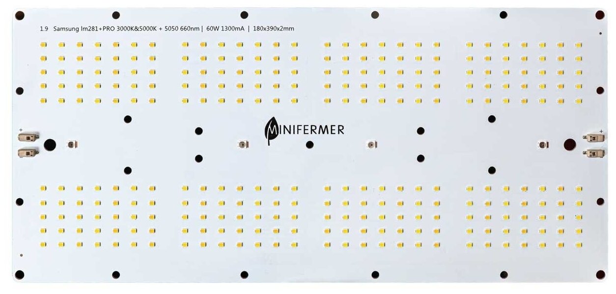 Квантум борд 1.9 Quantum board Samsung 2835 lm281b+pro 3000K + 5000K + smd 5050 660nm, 60Вт 18х39см эконом драйвер / фито светильник / фитолампа для растений в гроубокс, теплицу, оранжерею, тент - фотография № 1