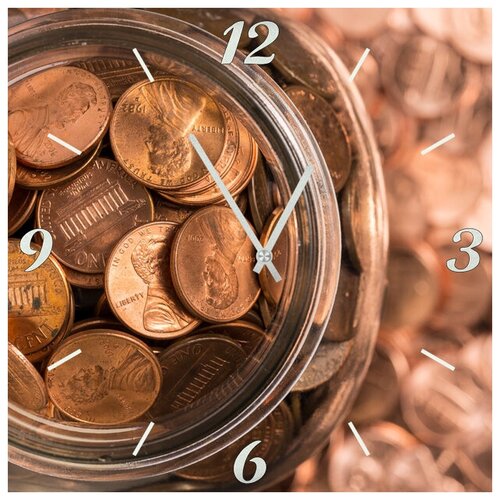 фото Svs настенные часы svs 3001932 мелочь в банке