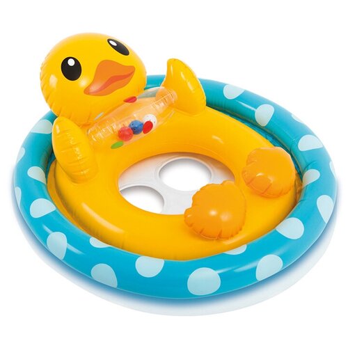 фото Круг надувной детский для плавания с сиденьем ( с трусами) уточка (81х58 см), для детей от 3-5 лет года intex 59570
