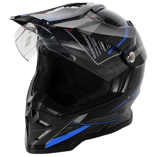Шлем мото мотард HIZER B6197-1 #6 (M) black/blue