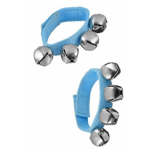 Набор браслетов DEKKO N5B LBL с 4 бубенцами на руку или лодыжку, 2 шт в комплекте, текстиль, металл, цвет - голубой