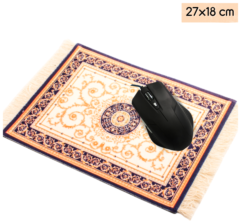 Коврик для мыши, игровой коврик для ПК, компьютерный коврик Персидский ковер Эврика (бежевый 27х18 см)