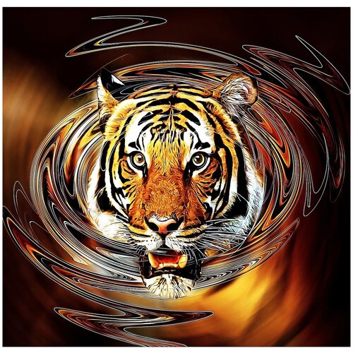 Картины мозаикой могучий тигр (11 цветов) 30*30 см