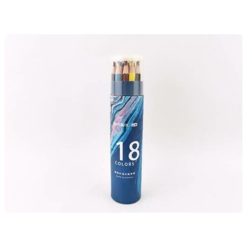 Набор цветных акварельных карандашей 18 шт, в тубусе, грифель 2.9 мм.