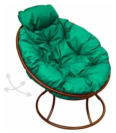 Кресло m-group папасан пружинка мини коричневое, зелёная подушка - фотография № 3