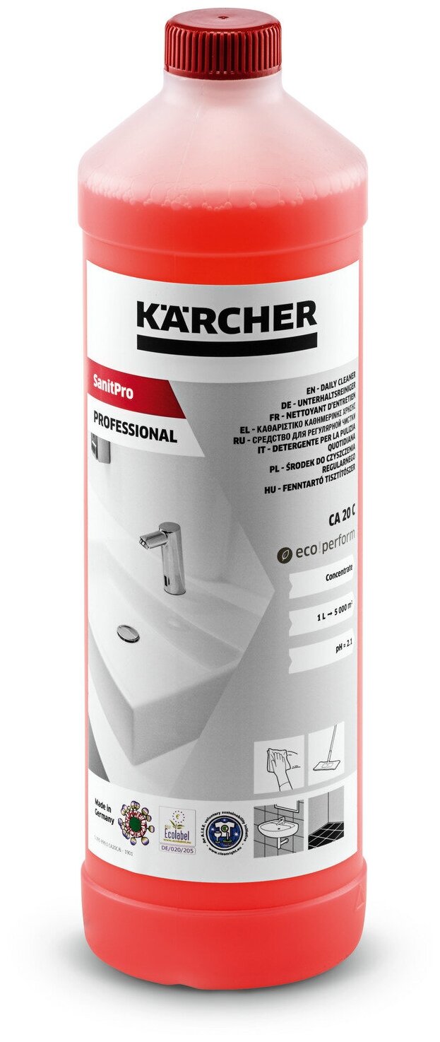 Профессиональное чистящее средство санитарное Karcher CA 20 C, 1 л. 6.295-679