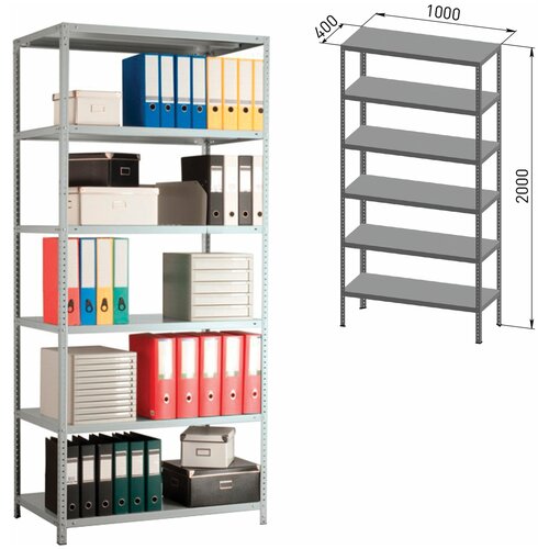 Стеллаж металлический практик «MS», 2000×1000×400 мм, 6 полок