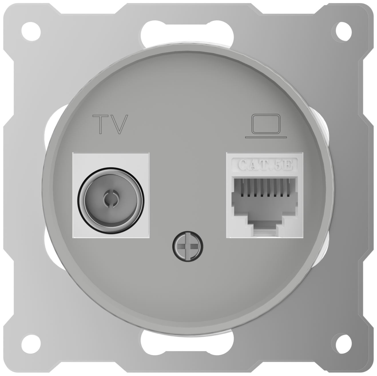 Розетка двойная антенна/компьютер TV/RJ45 кат.5e, цвет серый (серия Florence)