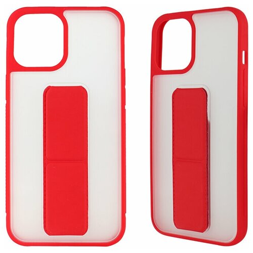 фото Прозрачный чехол накладка с магнитом и подставкой для apple iphone 11 pro 5.8" / красный qvatra