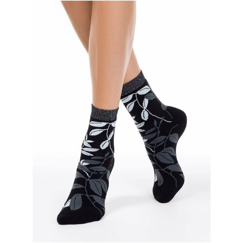 фото Женские махровые носки conte рис. 213, черные, размер 25