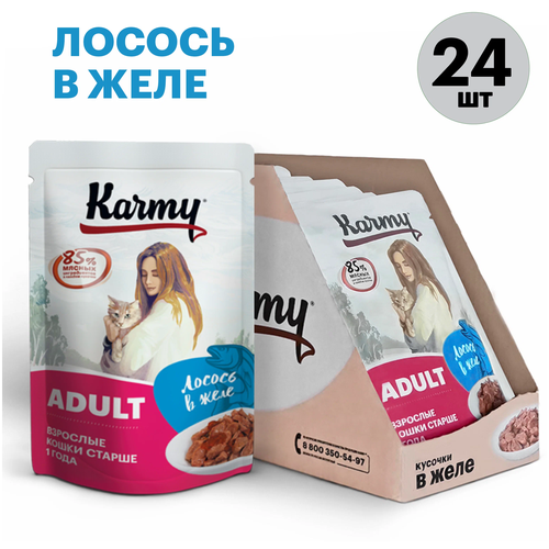 Adult Лосось в желе karmy adult телятина в желе 0 08кг консервированный корм для кошек старше 1 года