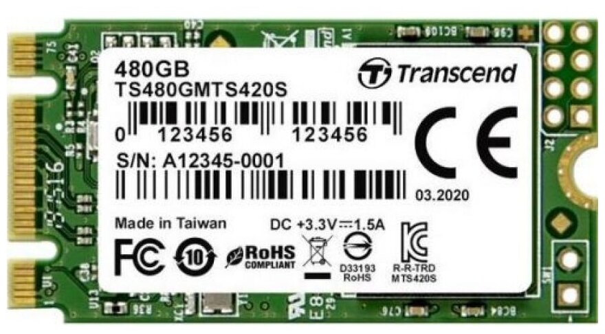 SSD диск Transcend M.2 2242 MTS420 480Gb SATA-III TLC (TS480GMTS420S)