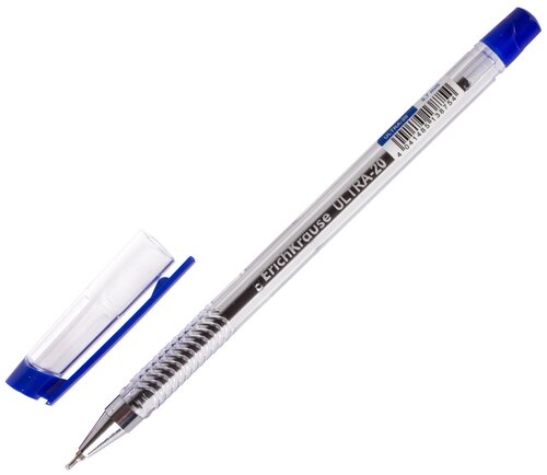 Комплект 6 шт. Ручка шариковая масляная ERICH KRAUSE «Ultra-20», синяя, корпус прозрачный, узел 0,7 мм, линия письма 0,26 мм, 13875