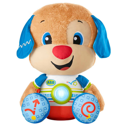 Развивающая игрушка Fisher-Price Смейся и учись Большой щенок HDJ19, синий/коричневый mattel fisher price развивающая игрушка птичка