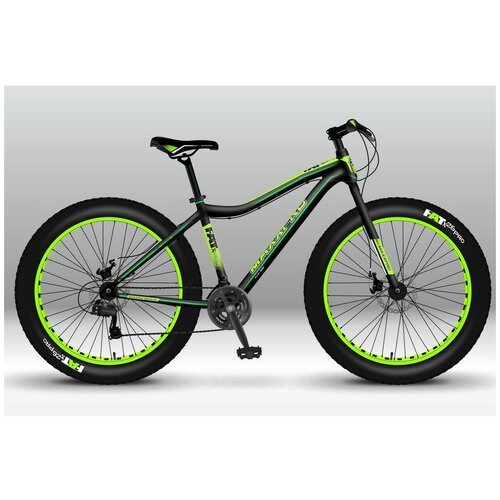 фото Велосипед fat bike жесткая вилка maxxpro fat x26 pro 26" 19" черно-зеленый n2644-2 2021