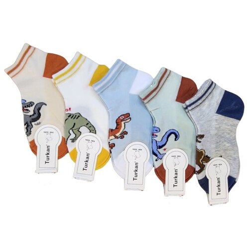 Комплект детских носков Turkan для мальчика Динозавры в сеточку, 5 штук 1-3 года