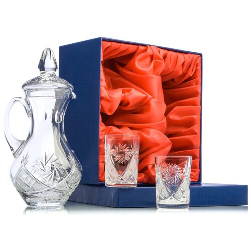 фото Набор для напитков хрустальный "мельница": кувшин 1 л 1 шт + стаканы 200 мл 2 шт неман