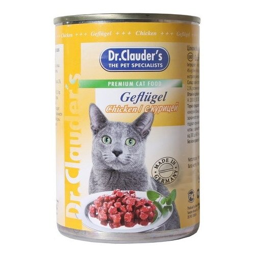 Корм Dr.Clauder's Консервы для кошек с курицей, 415 г x 12 шт