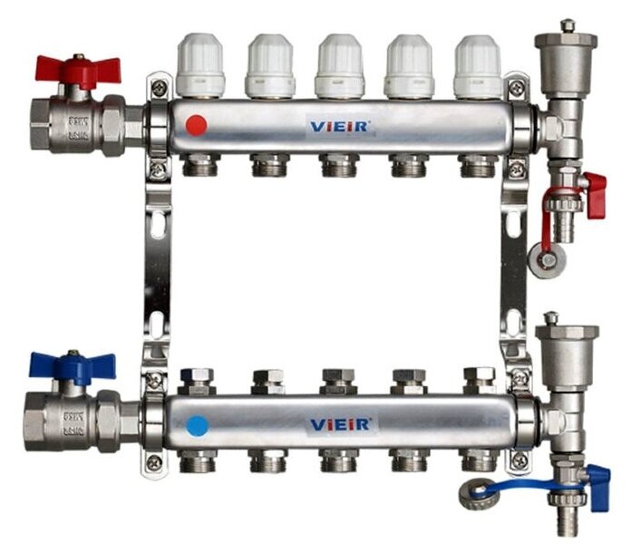 Коллекторная группа с кранами из нержавеющей стали VIEIR 1" х 3/4" 12 выходов