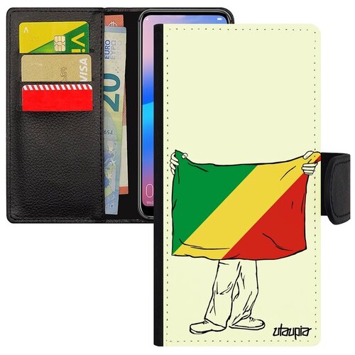 фото Противоударный чехол книжка для мобильного // samsung galaxy a10 // "флаг конго браззавиль с руками" патриот стиль, utaupia, белый