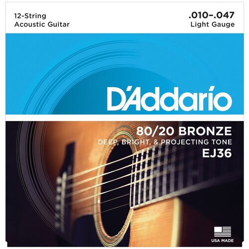 Струны для акустической гитары DAddario EJ36 orphee 010 047 011 052 012 053 acoustic guitar strings hexagonal core 8% nickel bronze bright tone extra light accessories 3sets