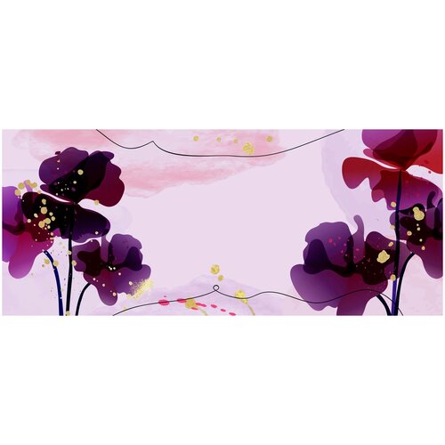Фотообои Уютная стена Сливовые яркие абстрактные цветы 640х270 см Бесшовные Премиум (единым полотном)