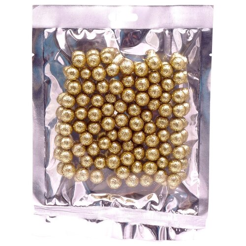 Набор золотистых шариков с блестками 5 мм, 80 шт