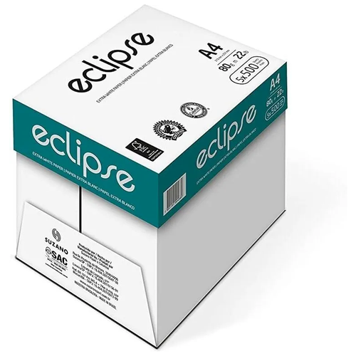 Бумага белая офисная ECLIPSE, 500 листов, 5 упаковок, 1 коробка, А4, класс B+, 160%