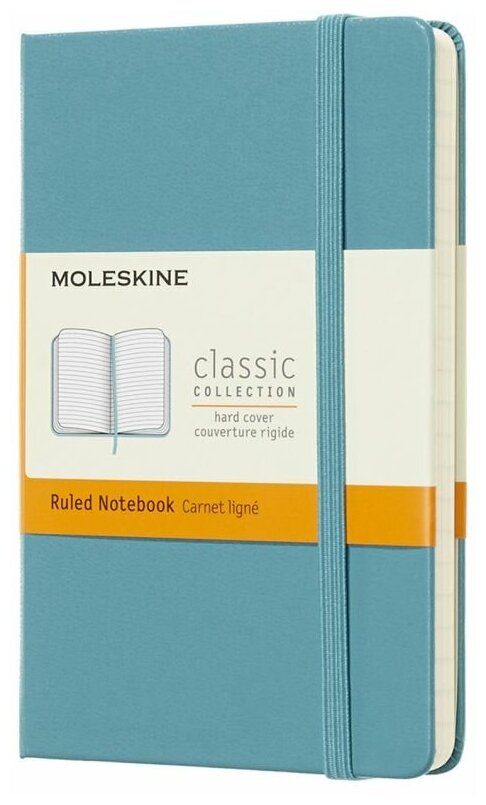 Блокнот Moleskine CLASSIC, 192стр, в линейку, твердая обложка, голубой [mm710b35]