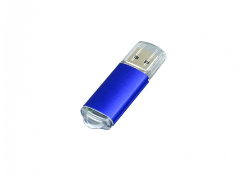 Металлическая флешка с прозрачным колпачком (4 Гб / GB USB 2.0 Синий/Blue 018)