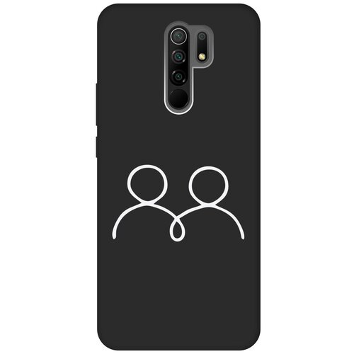 Матовый Soft Touch силиконовый чехол на Xiaomi Redmi 9, Сяоми Редми 9 с 3D принтом Couple Lines W черный матовый soft touch силиконовый чехол на xiaomi redmi a1 сяоми редми а1 с 3d принтом couple lines w черный