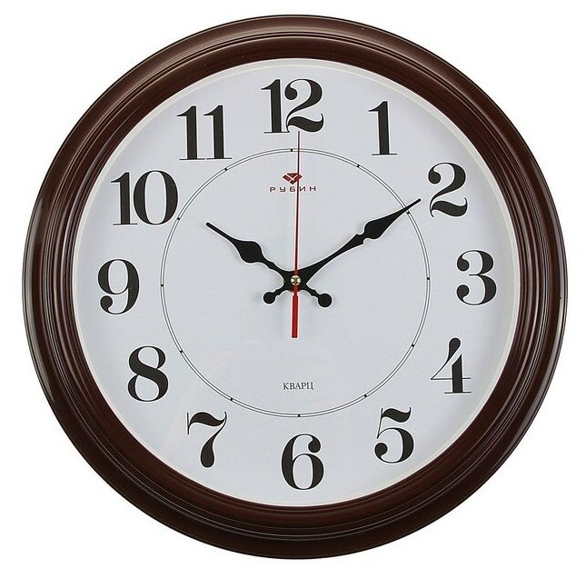 Часы настенные Рубин круглые, "Классика", 35 см, коричневые