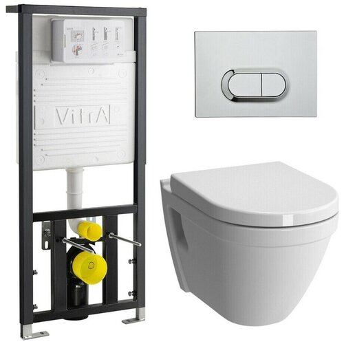 Комплект VitrA S50 9003B003-7201 кнопка хром унитаз с инсталляцией подвесной vitra s50 9003b003 7201 с горизонтальным выпуском хром