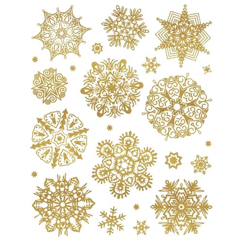 фото Набор наклеек феникс present пушистые снежинки 86056, золотой