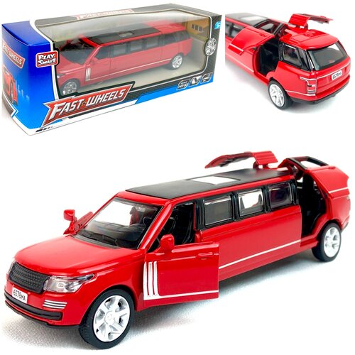 Купить Металлическая модель машины лимузин Die Cast Model, 1:43-50, Fast Wheels инерционная машинка, открываются двери, 15.5х4х4 см, Play Smart, красный, металл-пластик, male