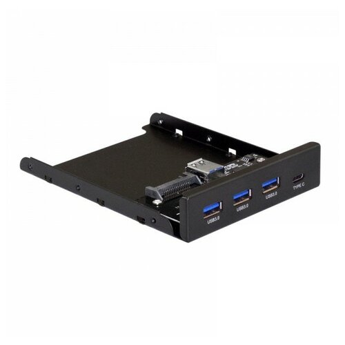 панель для корпуса с usb портами exegate u3h 615 Планка USB на переднюю панель ExeGate U3H-623, 3,5, 3*USB3.0+1*TypeC, черная, металл, подсоединение к мат. плате12
