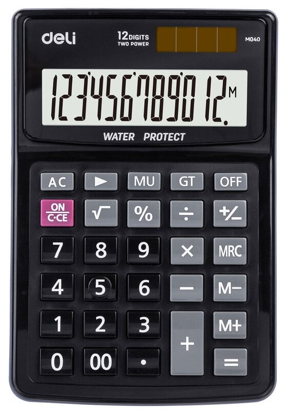 Калькулятор DELI , 12-разрядный, черный - фото №1