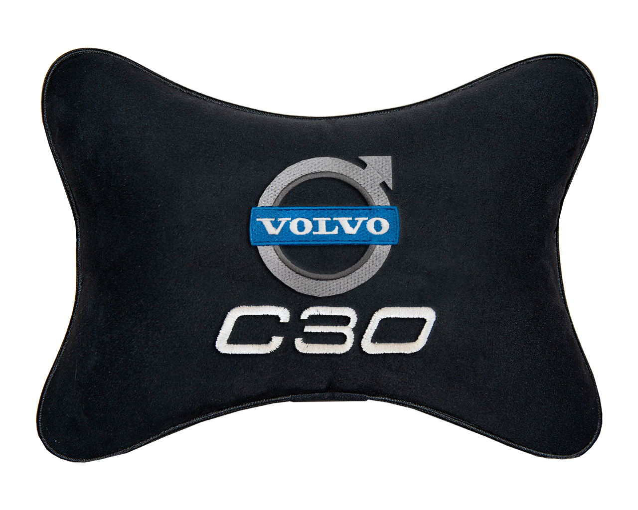 Подушка на подголовник алькантара Black с логотипом автомобиля VOLVO C30
