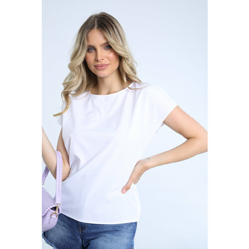 фото Блуза awesome apparel, классический стиль, свободный силуэт, короткий рукав, размер 52, белый