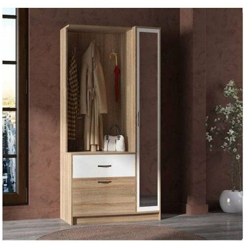 Прихожая Камия-5 (100х32х210 см), Сонома/Белый матовый