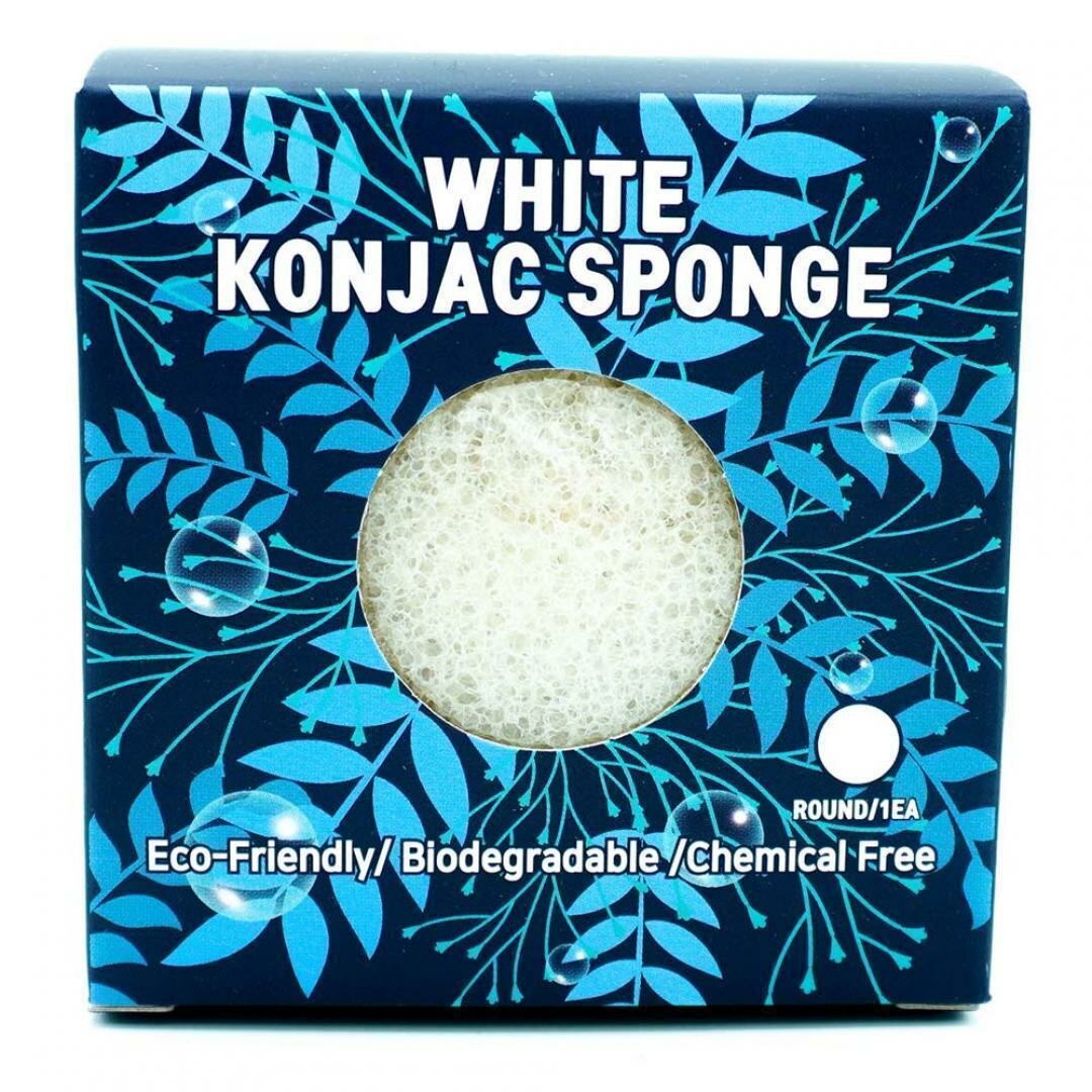 Спонж конняку белый (в коробочке) Trimay White Konjac Sponge 1 piece