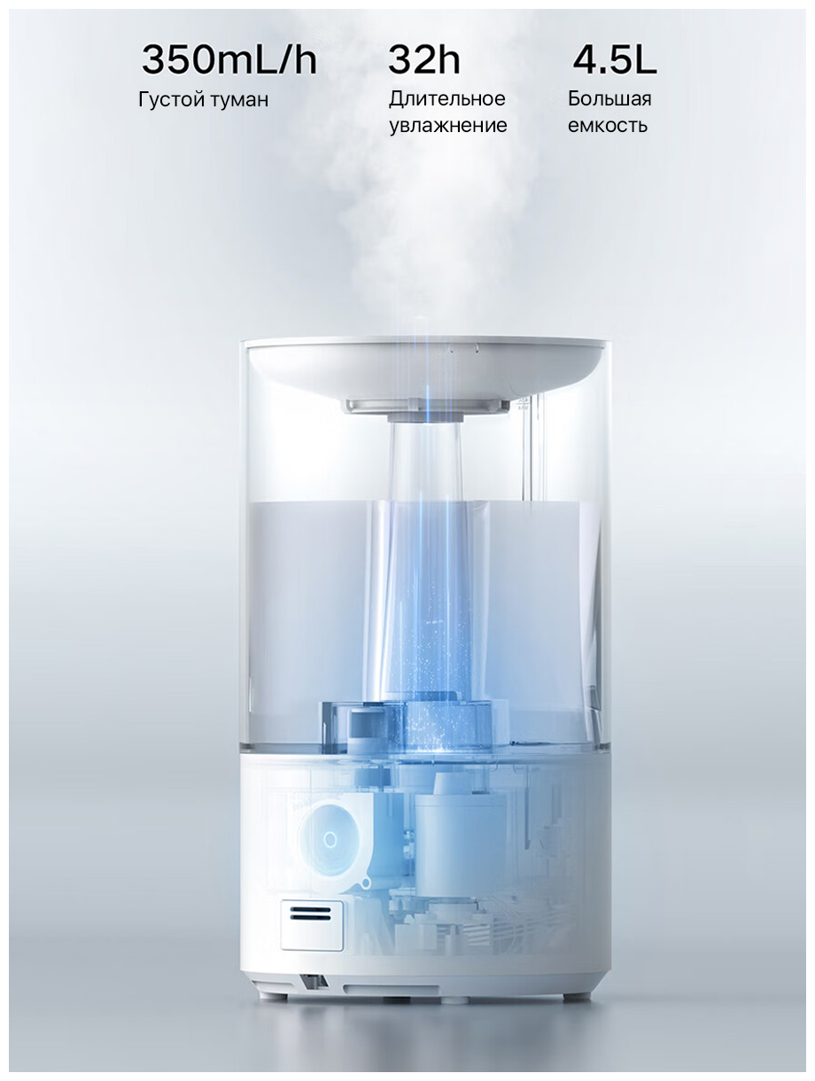 Увлажнители Воздуха Xiaomi Увлажнитель воздуха XIAOMI Smart Humidifier 2, объем бака 4,5 л, 28 Вт, арома-контейнер, белый, BHR6026EU