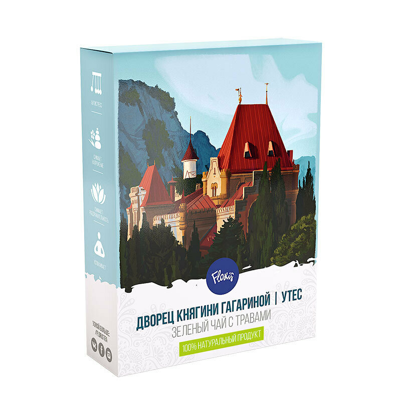 Floris Чайный напиток  Дворец Княгини Гагариной  Утес    40 г  Чай зеленый  липа цветки  роза цветки  бузина цветки  